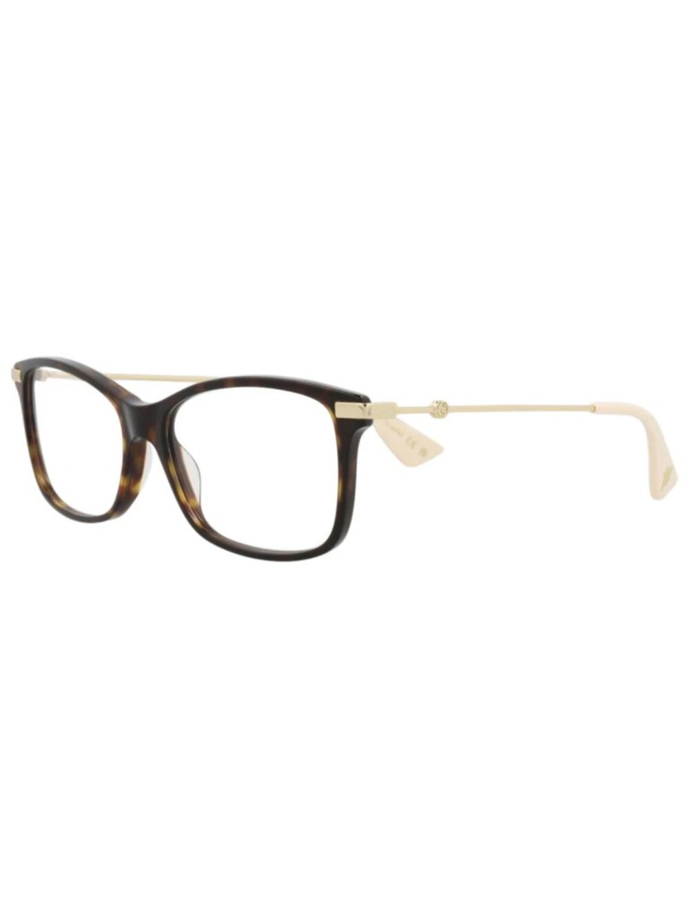 New Gucci Women's Eyeglasses Square Rectangle Acetate Frame Havana Gold